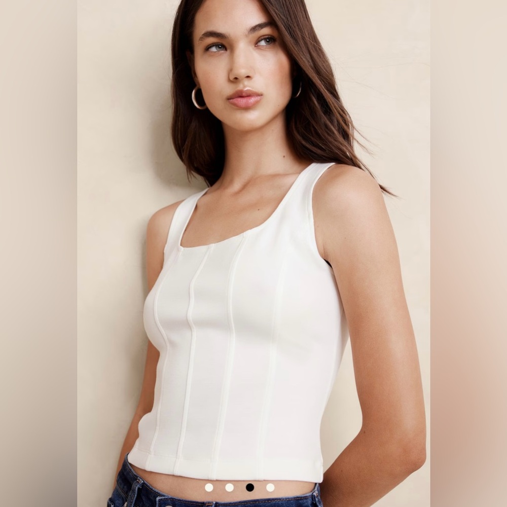 Banana Republic Soft Touch Scuba Corset Top Size S - Snow Day White